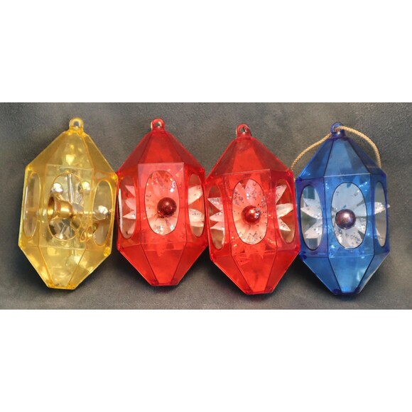 Vintage Jewel Brite Diorama Ornaments Atomic Star Poinsettias - Picture 2 of 6